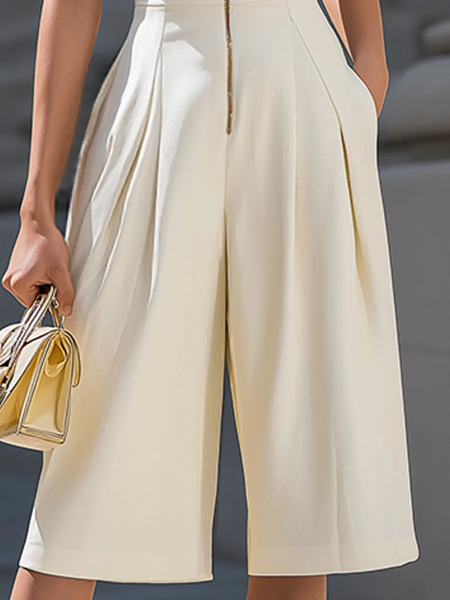 Sleeveless Front Zip Wide Leg Jumpsuit