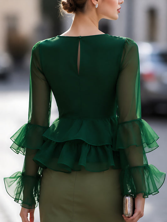 Haut péplum à volants en organza