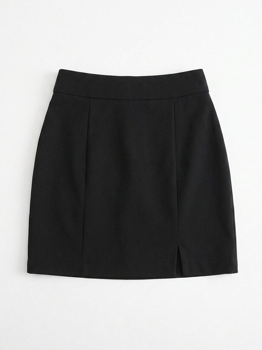Faux Two-Piece Tailored Top And Mini Skirt Set