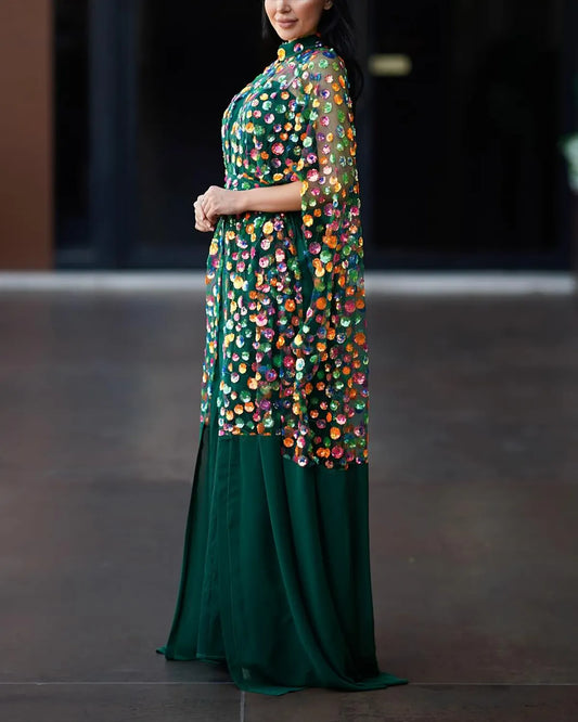Women's Mesh Blouse Sequin Dress
