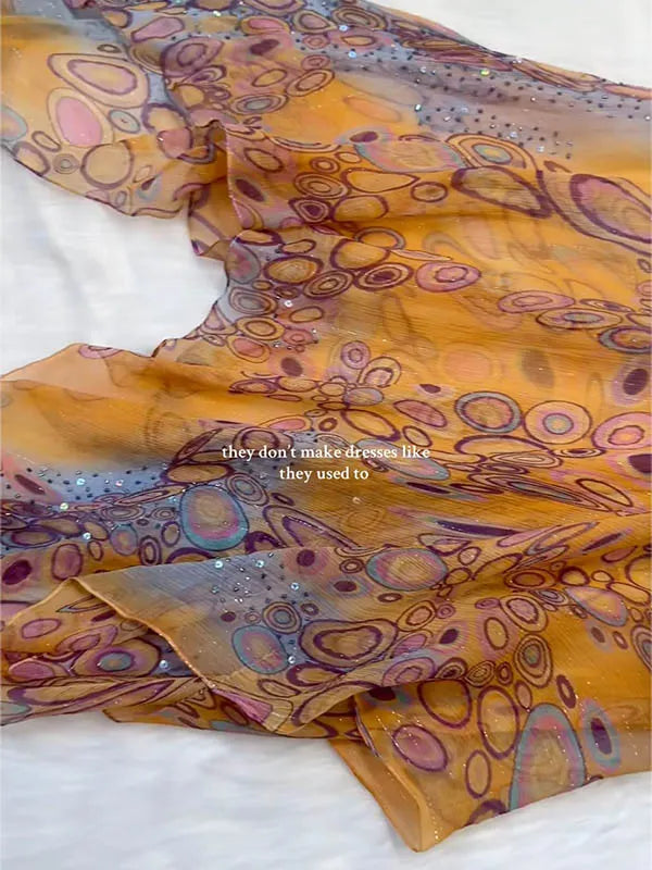 Sequinned Flower Embroidered Gradient Color Sleeveless Spaghtti-Neck Evening Maxi Dresses