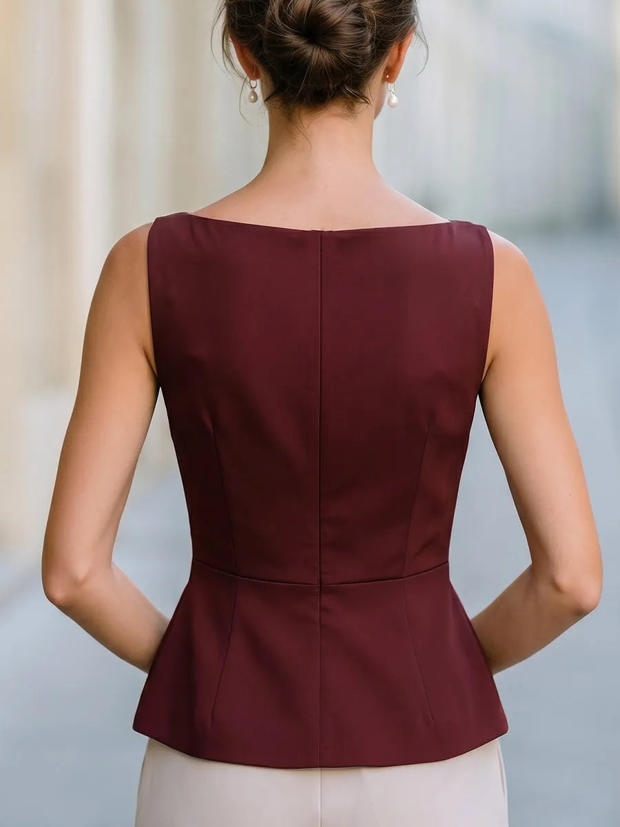Sleeveless Boat Neck Peplum Top