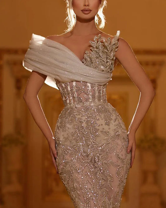 Vestido Sexy Bordado com Lantejoulas