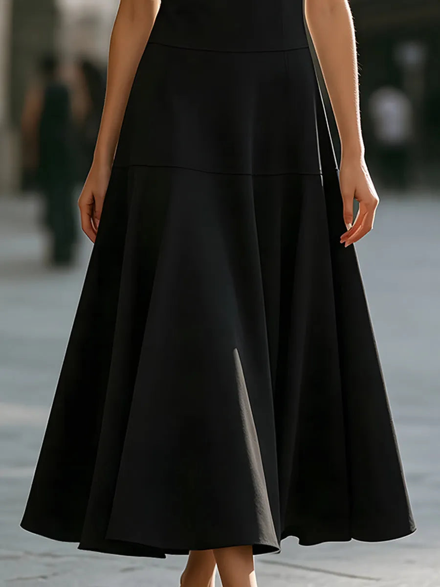Minimalist Spaghetti Strap Tiered A-Line Midi Dress