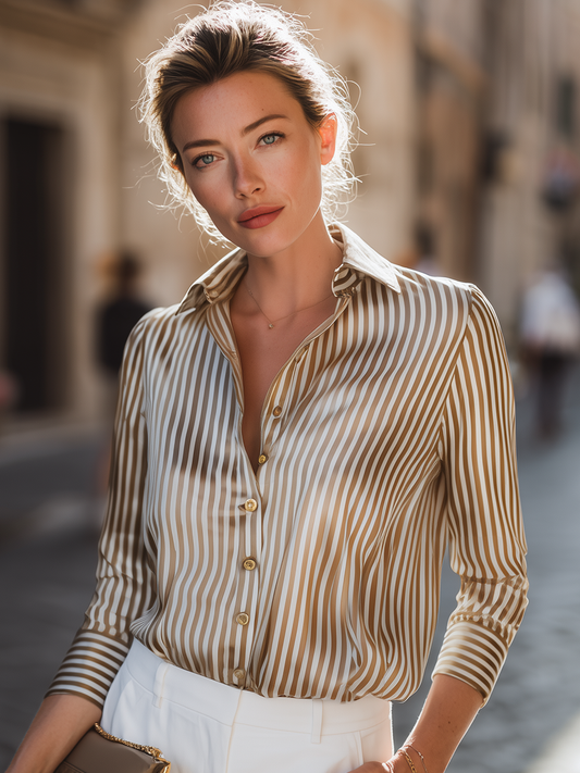 Chemise rayée à col boutonné