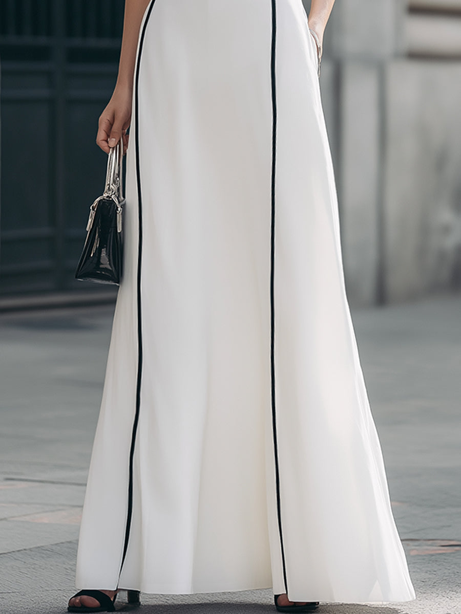 Contrast Trim Sleeveless Maxi Dress