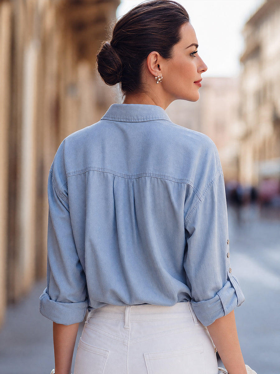 Button-Front Utility Shirt With Flap Chest Pockets