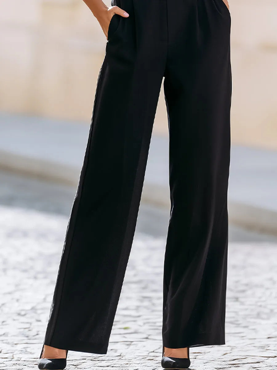 Black Adjustable Strap Wide Leg Overalls (Top Not Included)