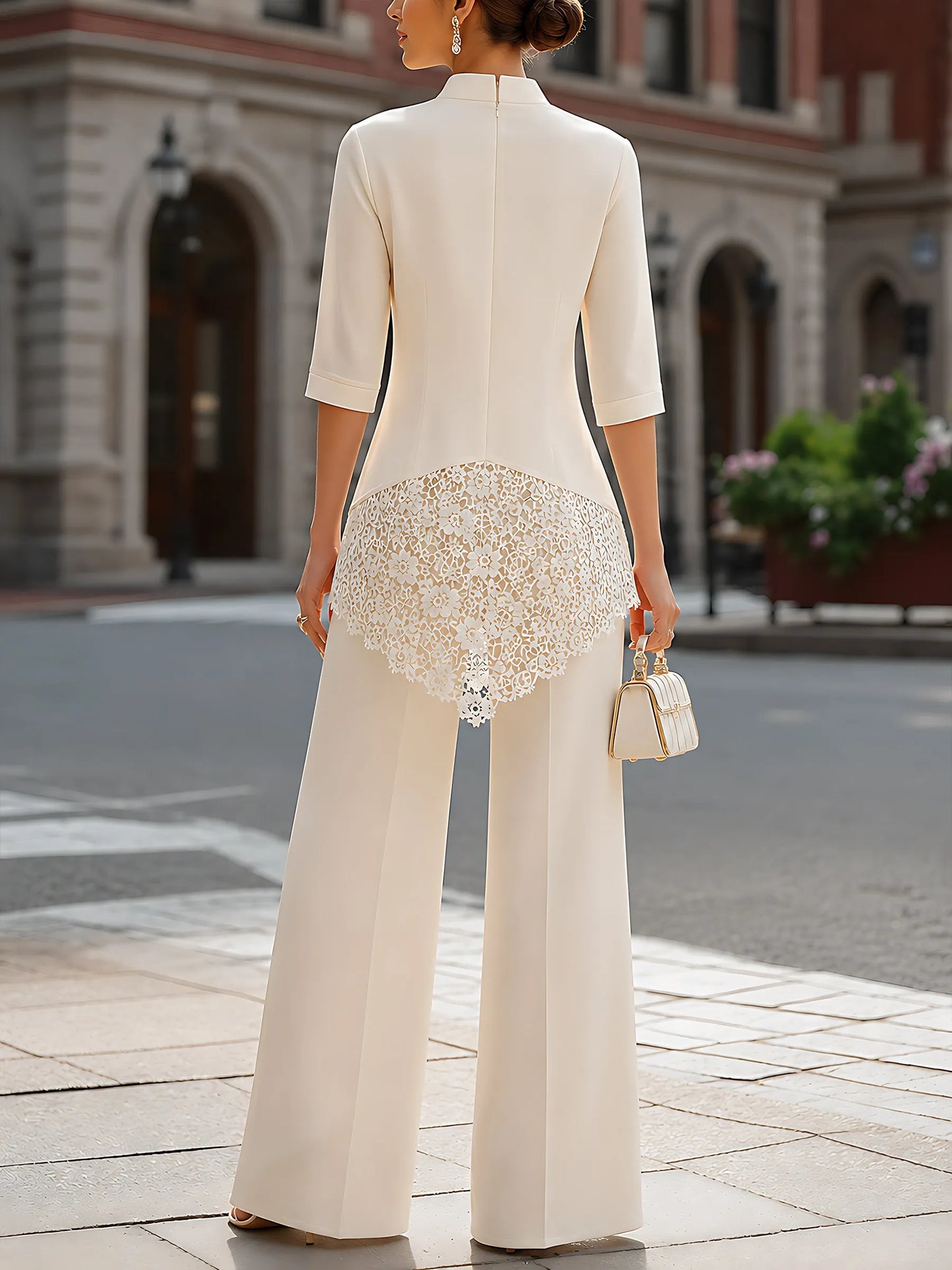 Lace Panel Wide-Leg Jumpsuit