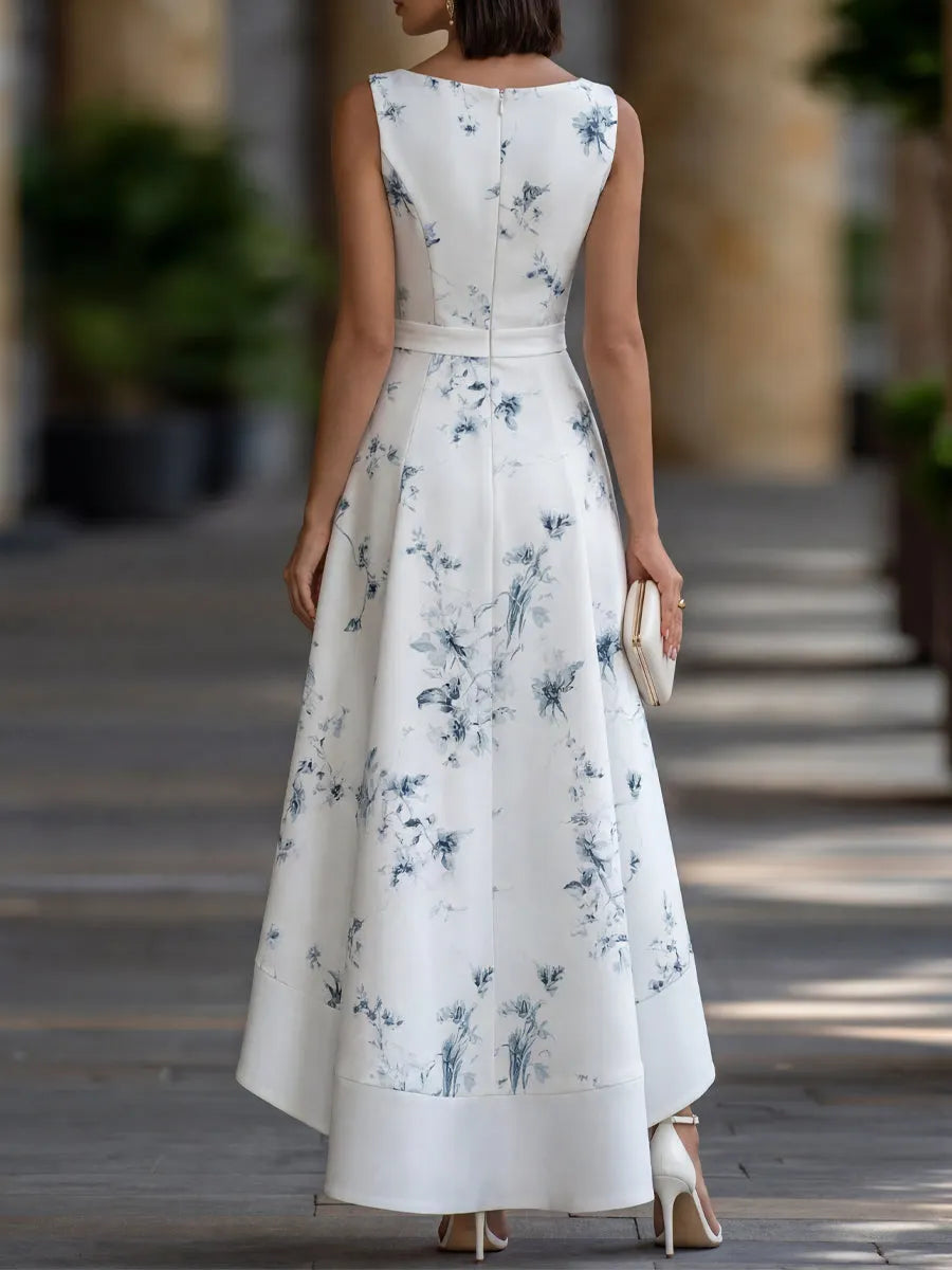 Floral Print Asymmetric High-Low Maxi Dress