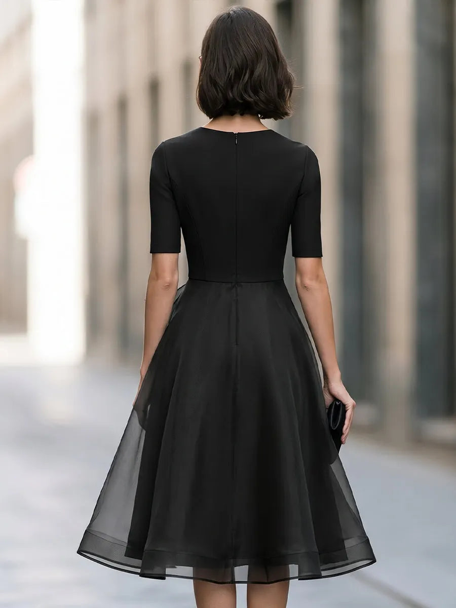 Asymmetrical Ruffle A-Line Midi Dress