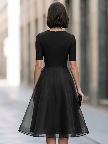 Asymmetrical Ruffle A-Line Midi Dress