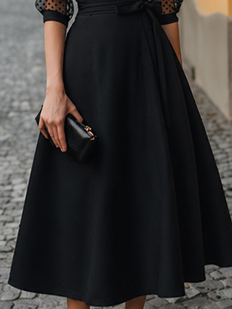 Elegant Blazer Collar Wrap Dress With Self-Tie Waist Belt