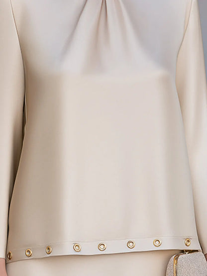 High Neck Long Sleeve Elegant Blouse