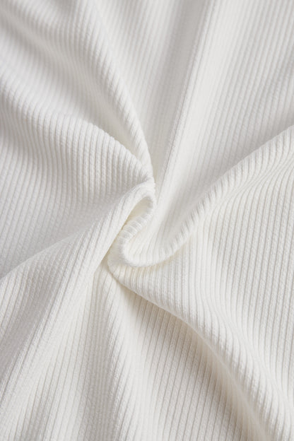 White Ribbed Skater Mini Dress