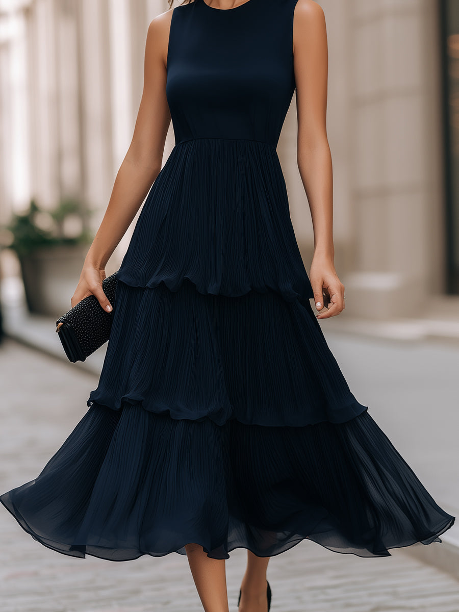 Elegant Tiered Pleated Dress