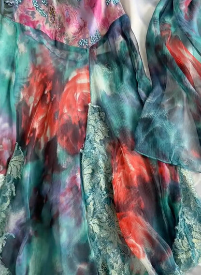 A Tropical Underwater Silk Dress