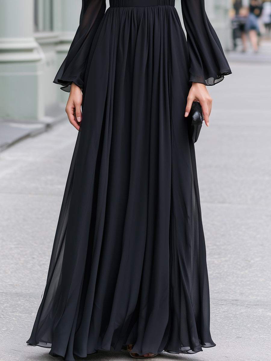 Off-Shoulder Ruffle Tiered Chiffon Maxi Dress
