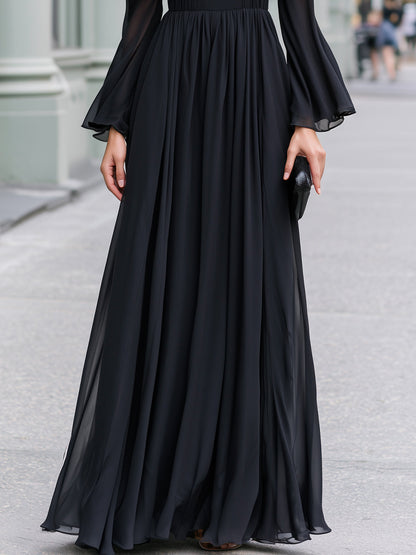 Off-Shoulder Ruffle Tiered Chiffon Maxi Dress