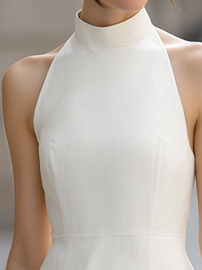Minimalist Halter Neck Tailored Sheath Dress