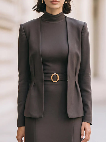 Belted Blazer And Maxi Dress Set