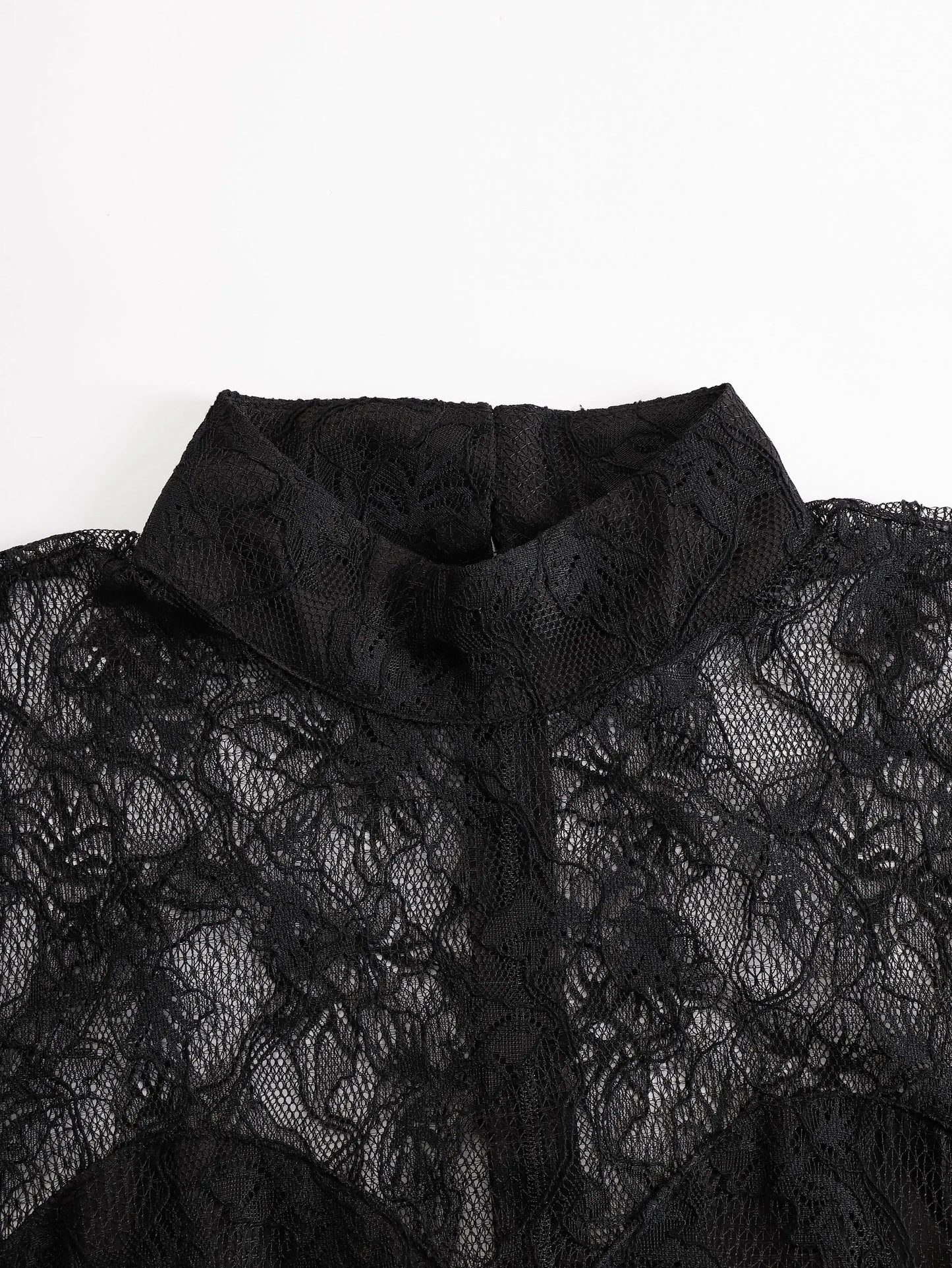 Black Lace Illusion Bodice Wide-Leg Evening Jumpsuit