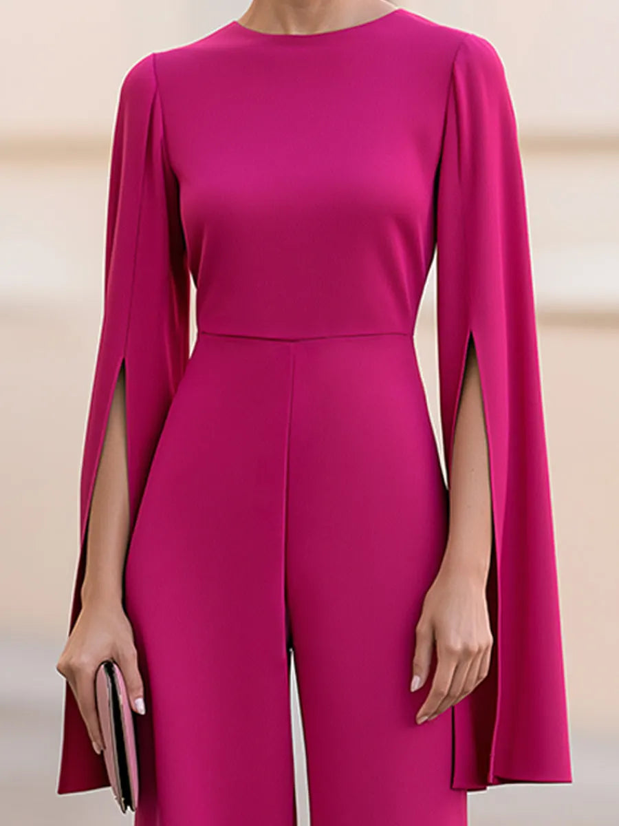 Split Cape Sleeve Wide-Leg Jumpsuit