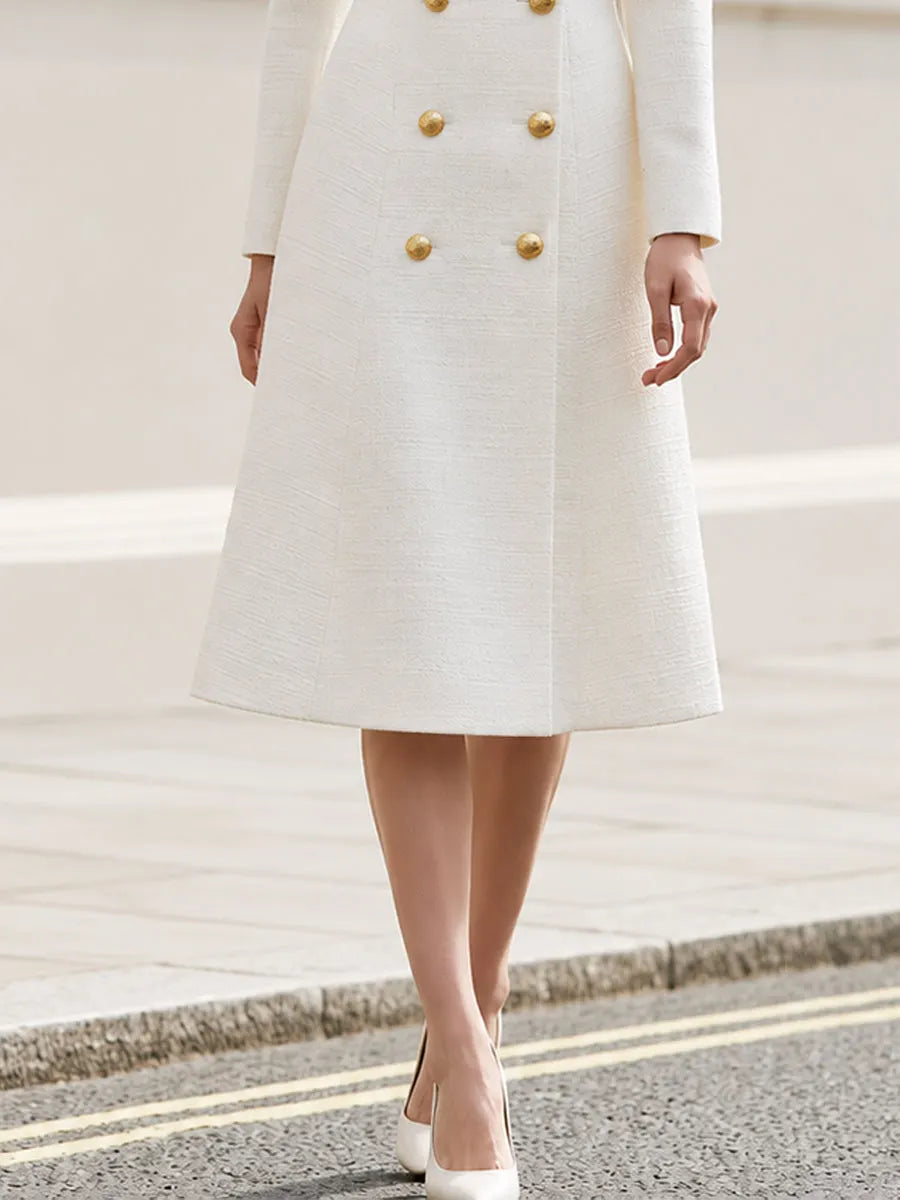 Tweed Double-Breasted Midi Coat Dress