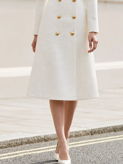 Tweed Double-Breasted Midi Coat Dress