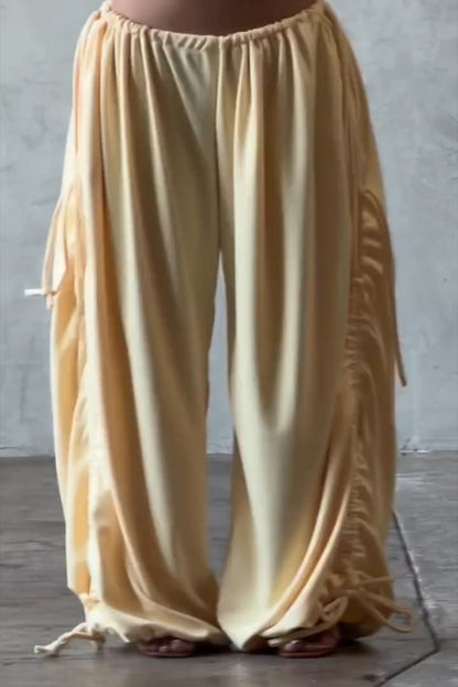 Women's Casual Waist Hem Drawstring Loose Pants
