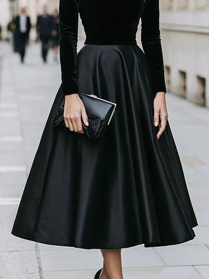 Velvet Bodice Full A-Line Midi Dress