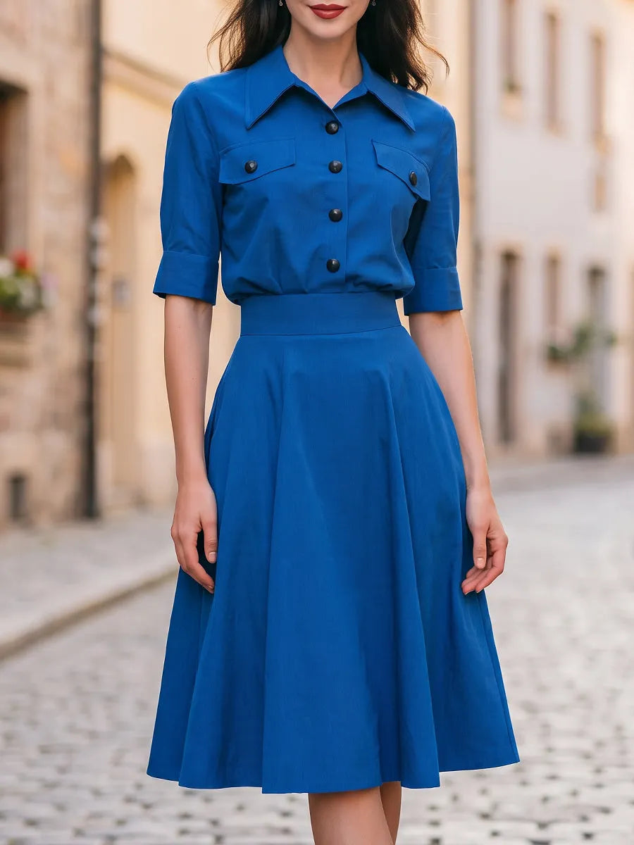 Button-Front Shirt Midi Dress