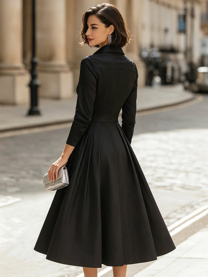Front Hidden Zip Pleated Midi Dress