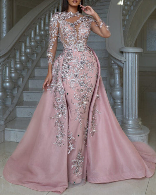 Vestido Rosa Bordado Feminino