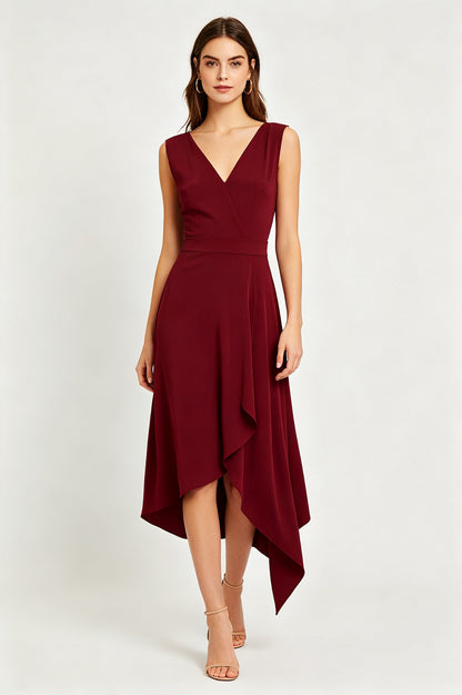 Royal Blue Asymmetrical Sleeveless Midi Dress - view 6