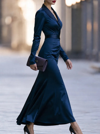 Elegant Satin Wrap Maxi Dress