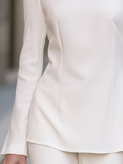 Elegant Minimalist Long Sleeve Peplum Blouse