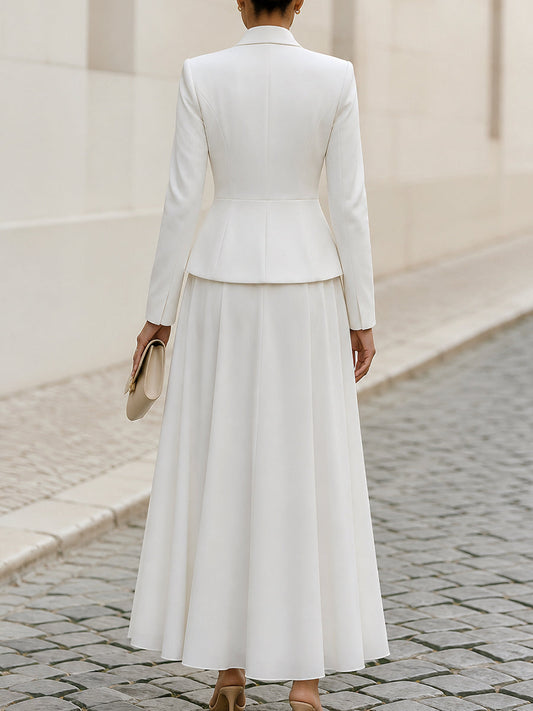 Peplum Blazer & Flowy Maxi Dress Two-Piece Matching Suit