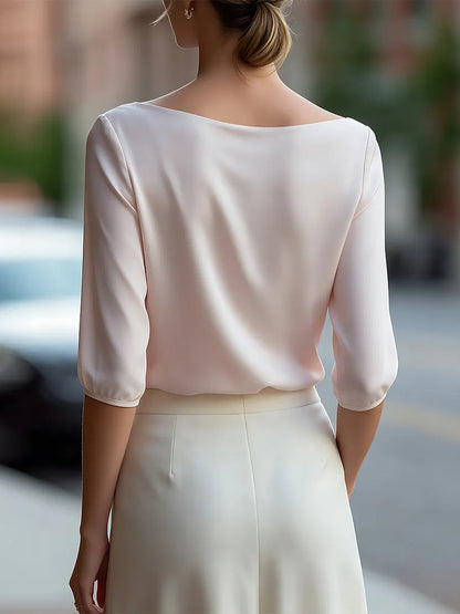 3D Floral Draped Chiffon Asymmetric Top