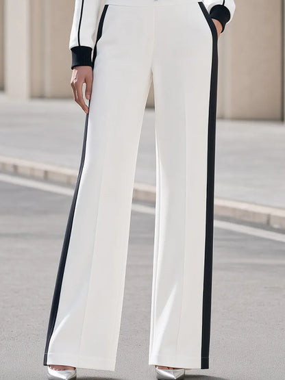 White Black Stripe Zip Up Track Co-Ord Set