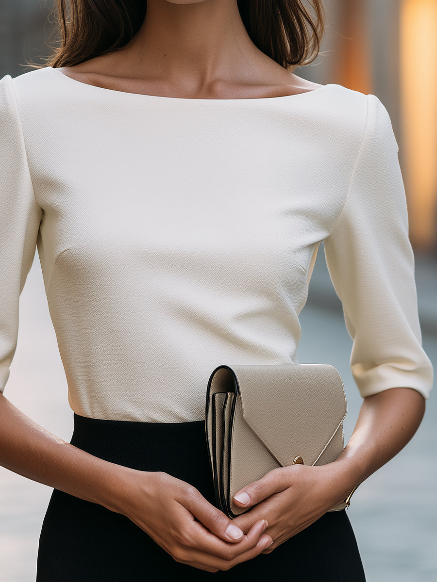 Elegant Boat Neck Structured Sleeve Top