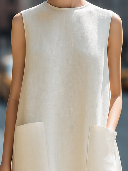 Sleeveless Oversized Pocket Minimalist Tunic Top
