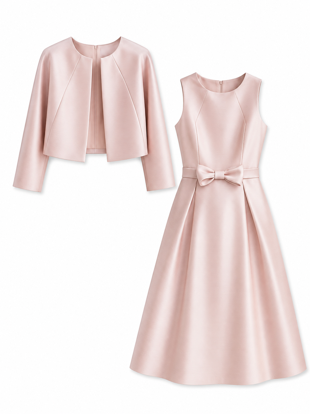Elegant Two-Piece Set: Cropped Cape-Style Dress With Bow Detail