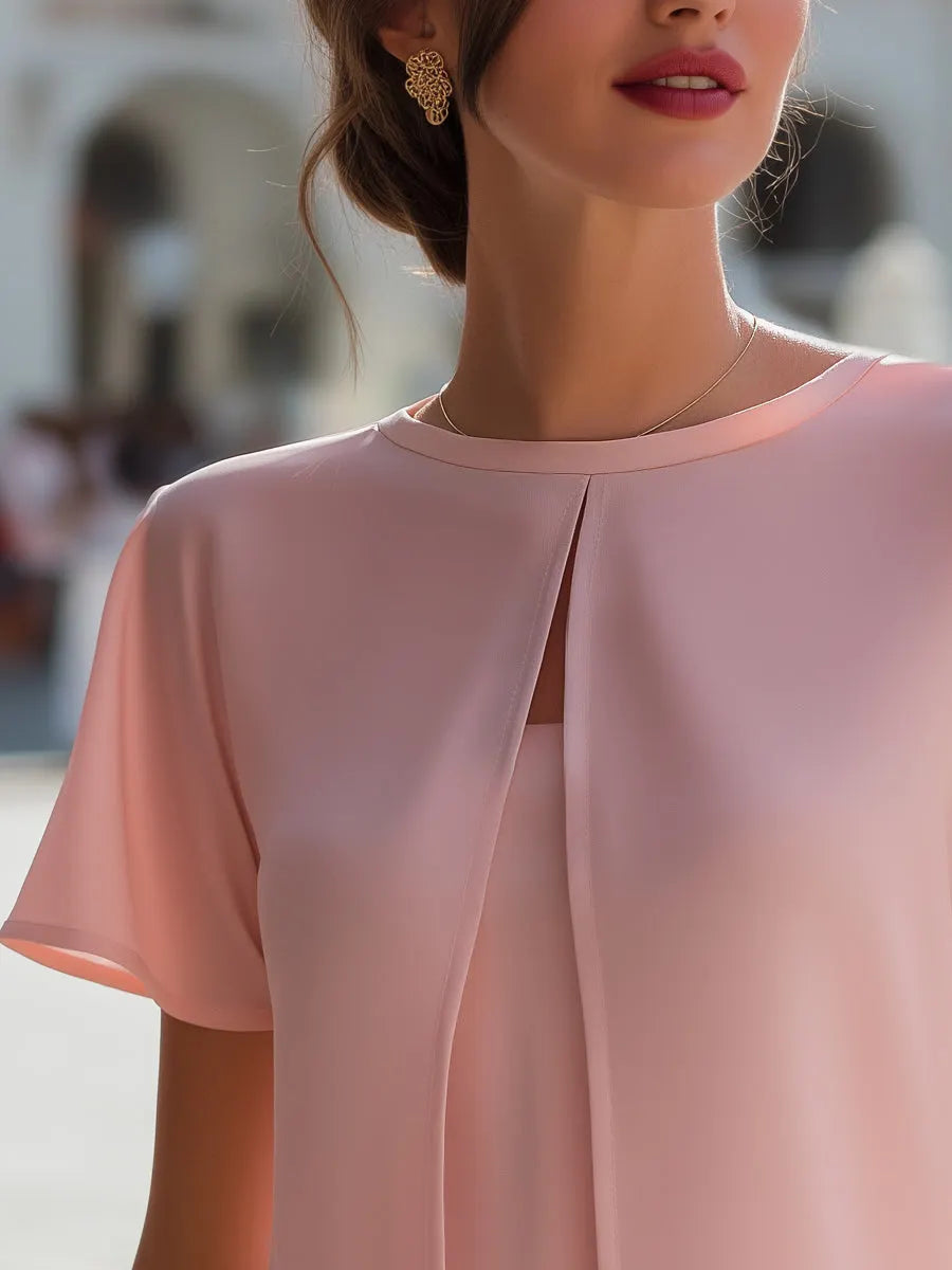 Layered Front Overlay Elegant Blouse
