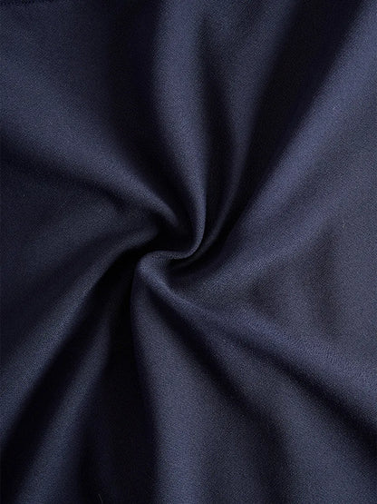 Elegant Navy Cape-Sleeve Midi Dress