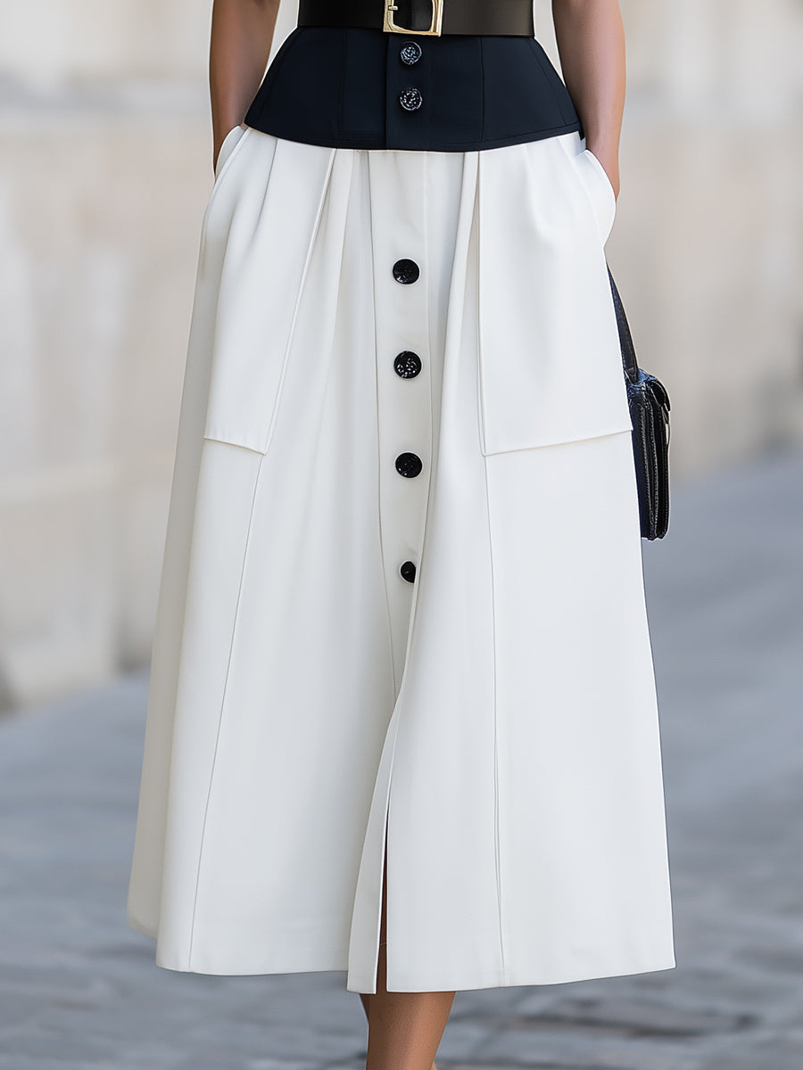 Sleeveless Vest And A-line Skirt Two-Piece Set