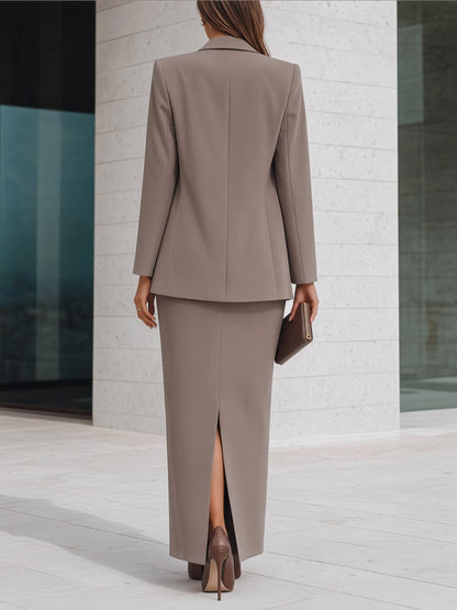 Structured Blazer & Belted Maxi Dress Tailored Set
