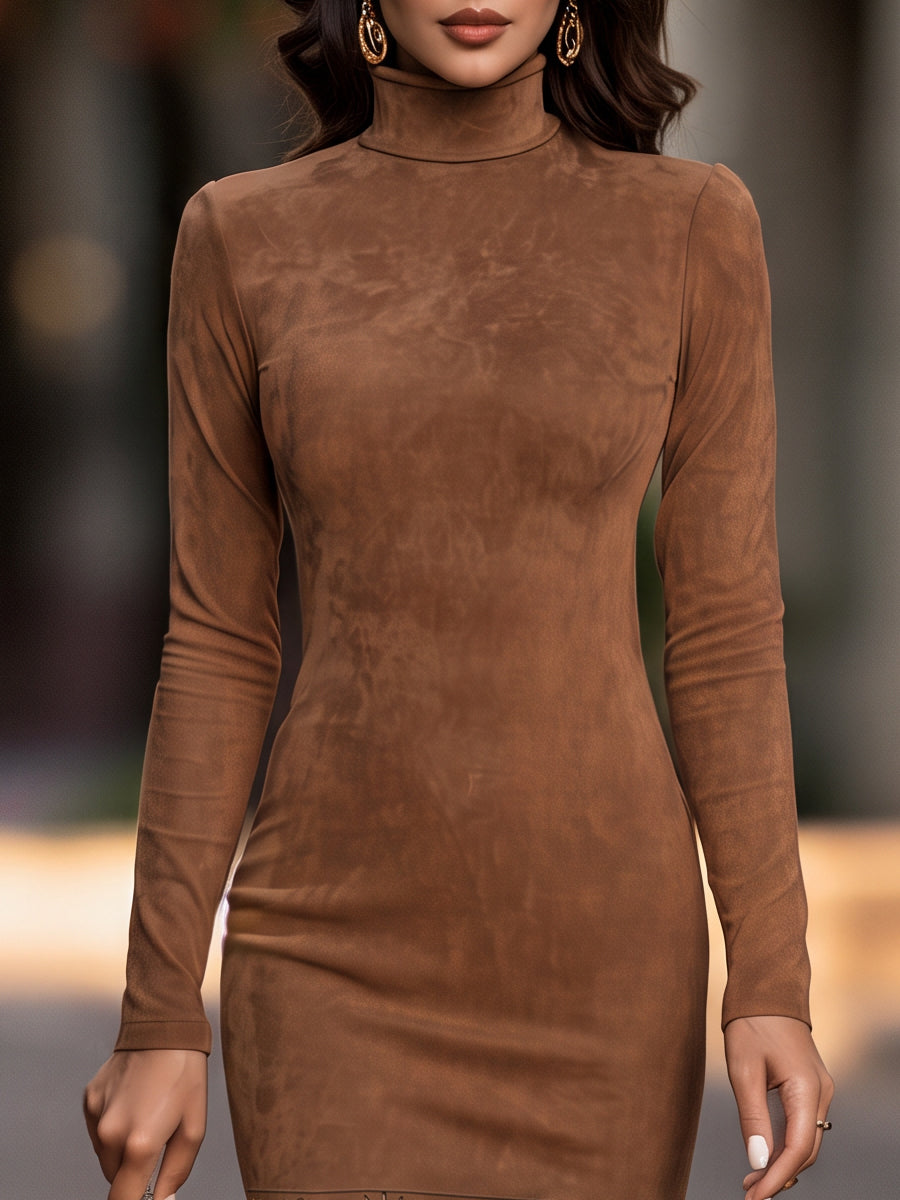 Floral Cutout And Fringe Hem Mock Neck Midi Dress