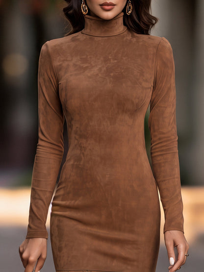 Floral Cutout And Fringe Hem Mock Neck Midi Dress