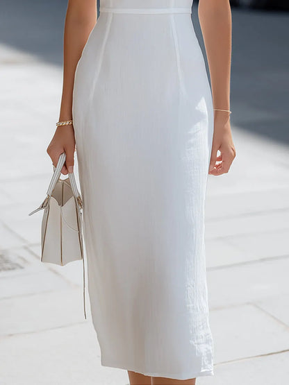Bow Strap Sweetheart Midi Dress
